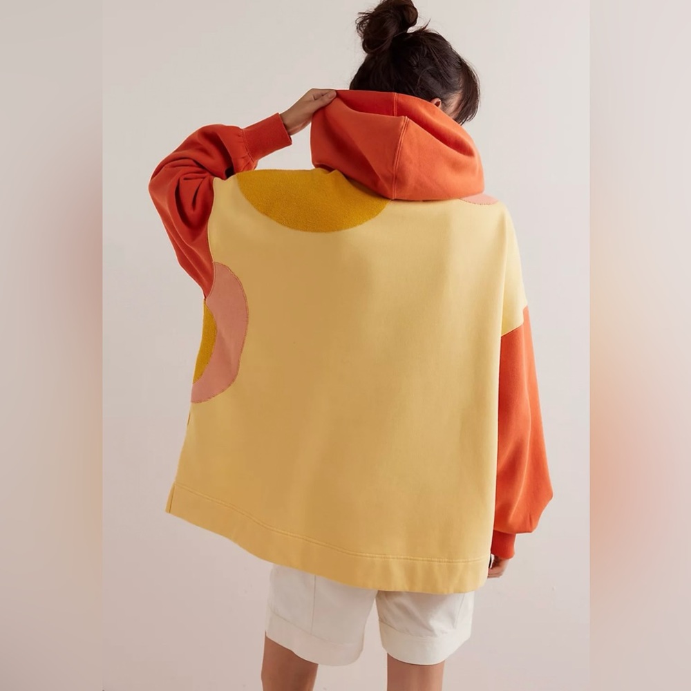 Sale▪️NWT Free People Clover Sweatshirt in Orange Combo - Picture 6 of 8